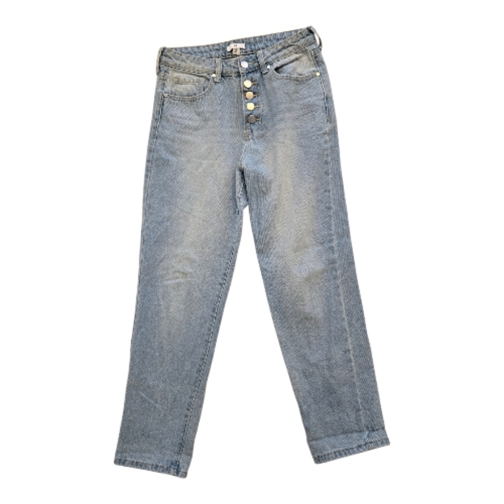 BP Light Blue Wash Denim Straight Leg Button Up Jeans